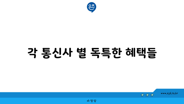 각 통신사 별 독특한 혜택들