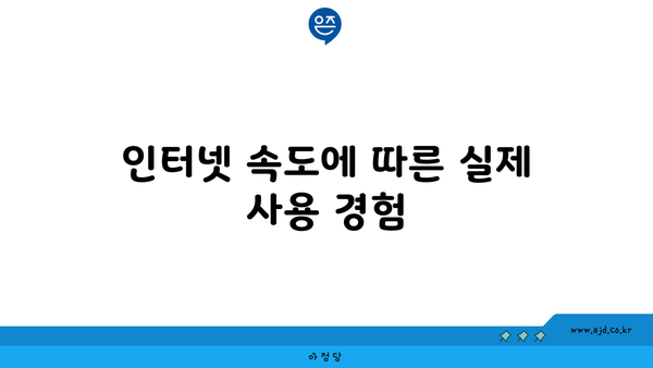 인터넷 속도에 따른 실제 사용 경험