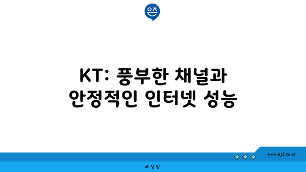 KT: 풍부한 채널과 안정적인 인터넷 성능