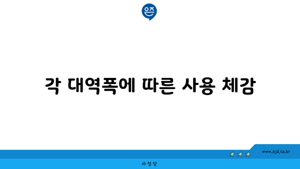 각 대역폭에 따른 사용 체감