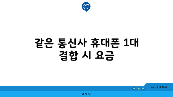 같은 통신사 휴대폰 1대 결합 시 요금