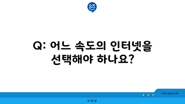 Q: 어느 속도의 인터넷을 선택해야 하나요?