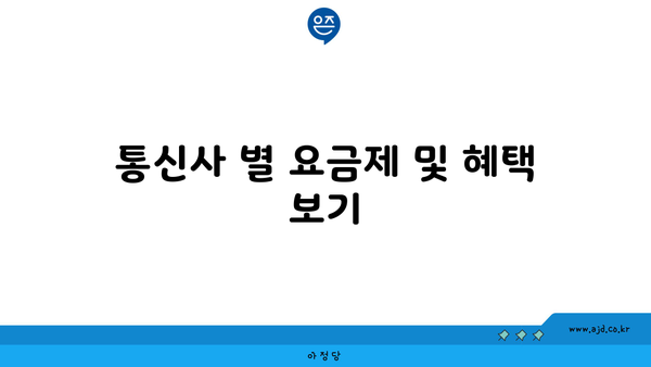 통신사 별 요금제 및 혜택 보기