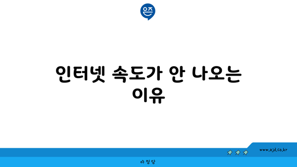 인터넷 속도가 안 나오는 이유