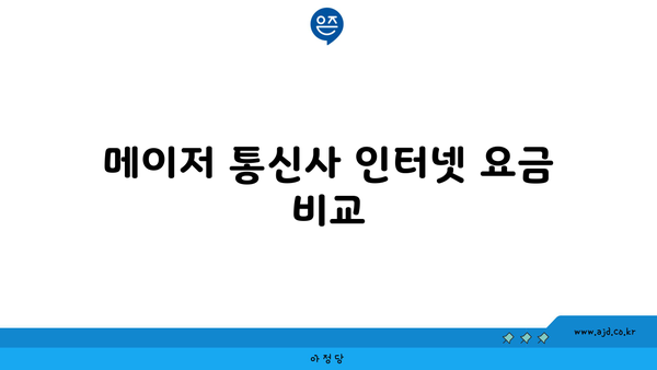 메이저 통신사 인터넷 요금 비교