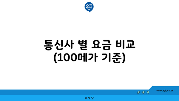 통신사 별 요금 비교 (100메가 기준)