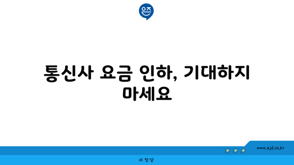 통신사 요금 인하, 기대하지 마세요