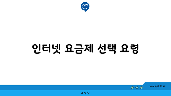 인터넷 요금제 선택 요령