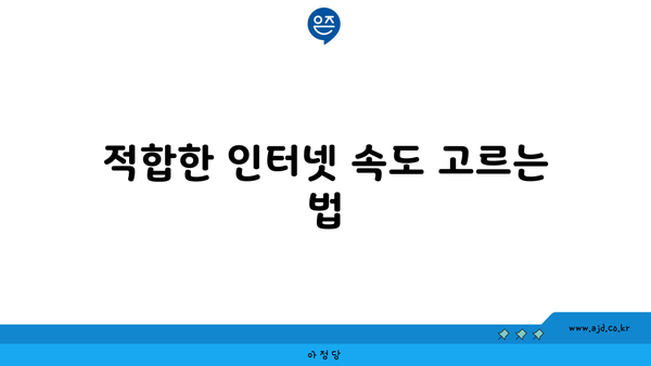 적합한 인터넷 속도 고르는 법