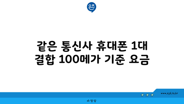 같은 통신사 휴대폰 1대 결합 100메가 기준 요금