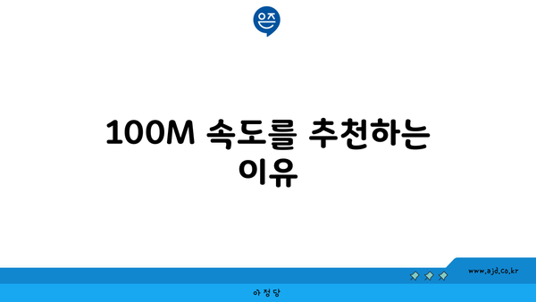 100M 속도를 추천하는 이유