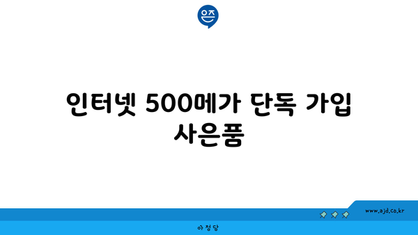 인터넷 500메가 단독 가입 사은품