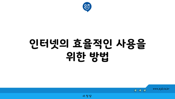 인터넷의 효율적인 사용을 위한 방법