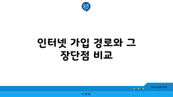 인터넷 가입 경로와 그 장단점 비교