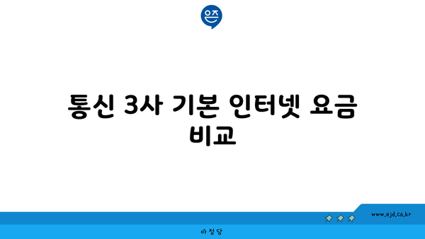 통신 3사 기본 인터넷 요금 비교