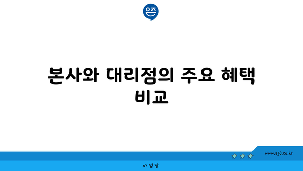 본사와 대리점의 주요 혜택 비교