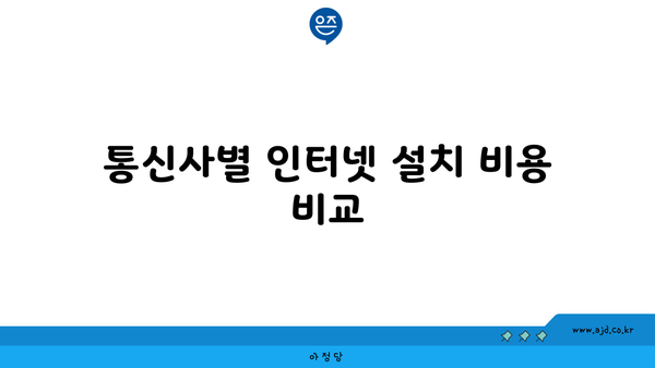 통신사별 인터넷 설치 비용 비교