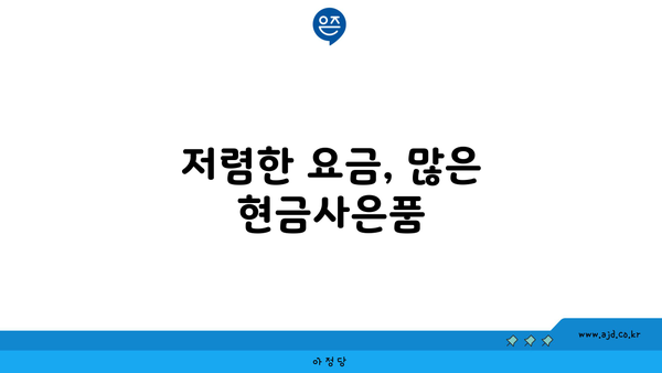 저렴한 요금, 많은 현금사은품