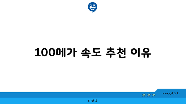 100메가 속도 추천 이유