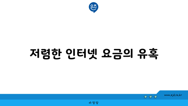 저렴한 인터넷 요금의 유혹