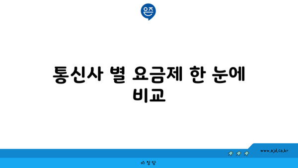 통신사 별 요금제 한 눈에 비교