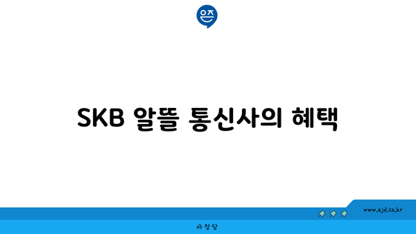 SKB 알뜰 통신사의 혜택