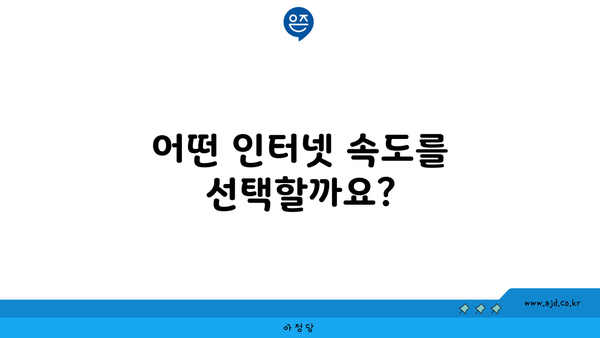 어떤 인터넷 속도를 선택할까요?