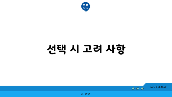 선택 시 고려 사항