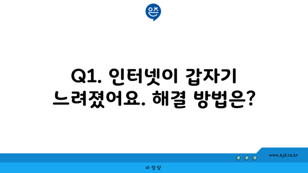 Q1. 인터넷이 갑자기 느려졌어요. 해결 방법은?