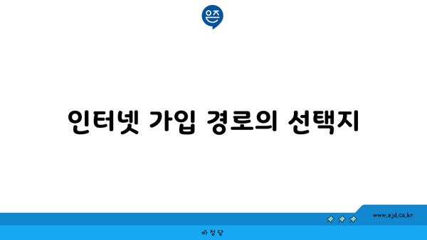 인터넷 가입 경로의 선택지