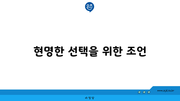 현명한 선택을 위한 조언