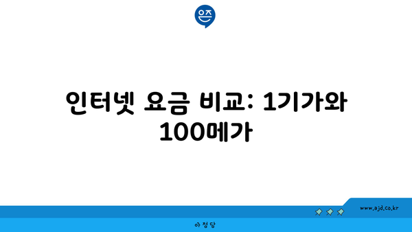 인터넷 요금 비교: 1기가와 100메가