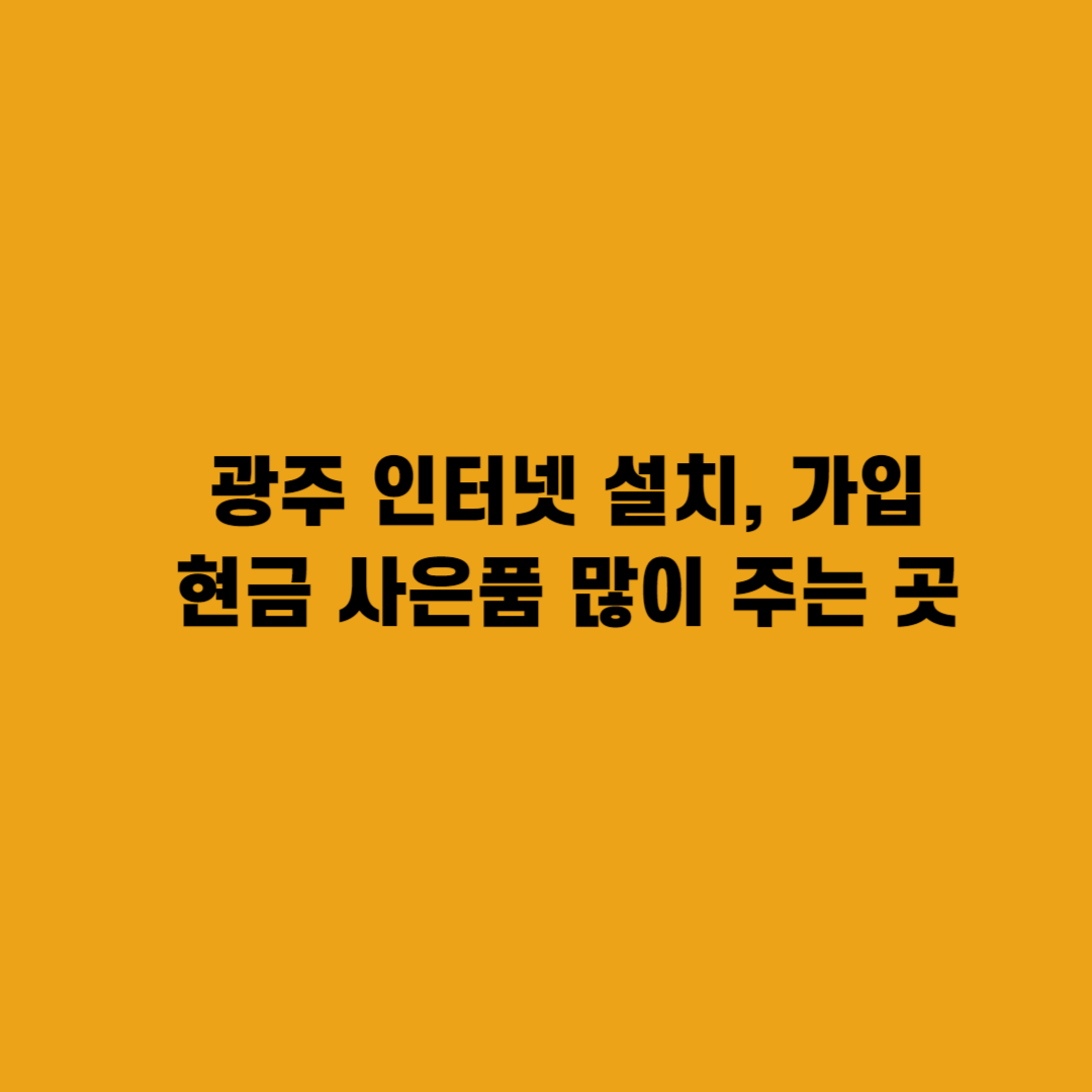 광주 인터넷 설치