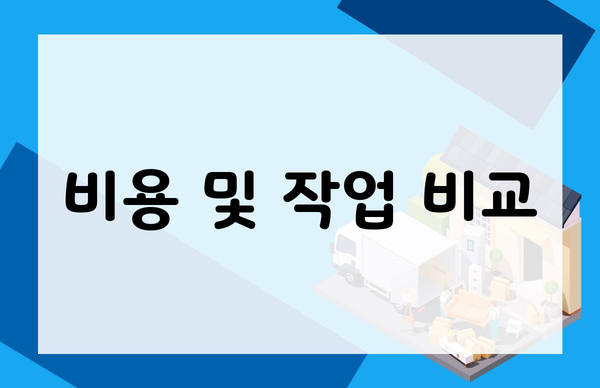 비용 및 작업 비교