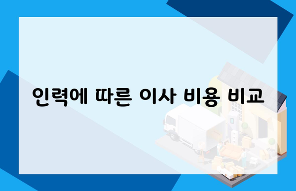 인력에 따른 이사 비용 비교