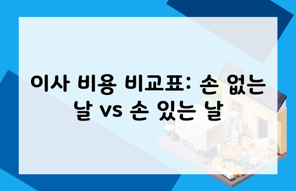 이사 비용 비교표: 손 없는 날 vs 손 있는 날