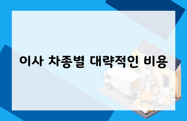 이사 차종별 대략적인 비용