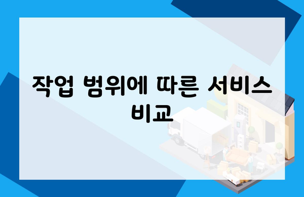 작업 범위에 따른 서비스 비교