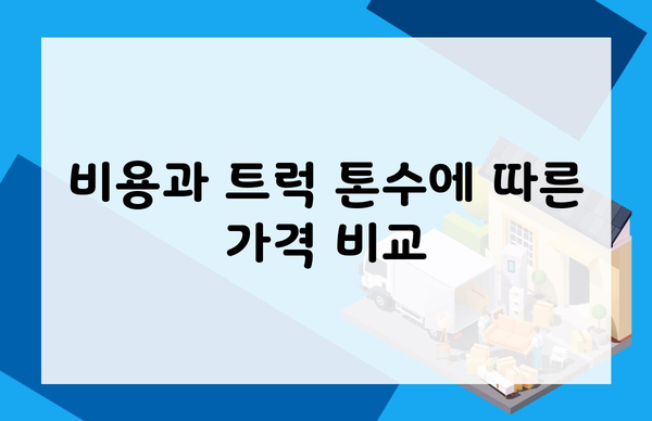 비용과 트럭 톤수에 따른 가격 비교