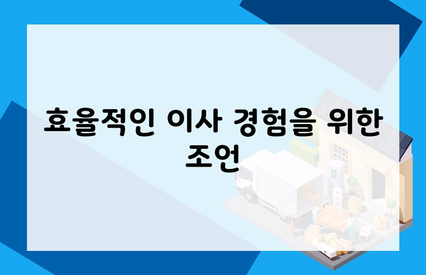 효율적인 이사 경험을 위한 조언