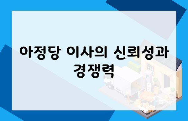 아정당 이사의 신뢰성과 경쟁력