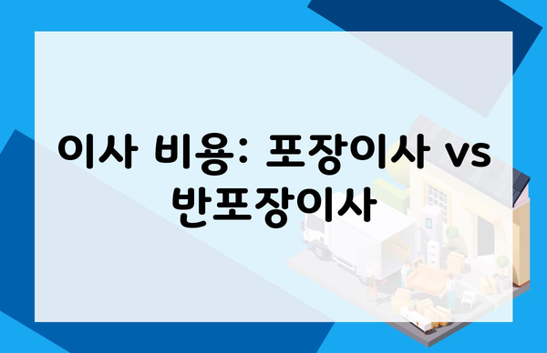 이사 비용: 포장이사 vs 반포장이사