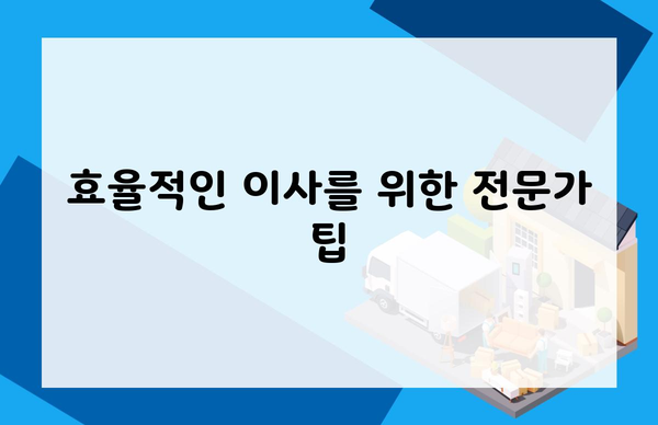 효율적인 이사를 위한 전문가 팁